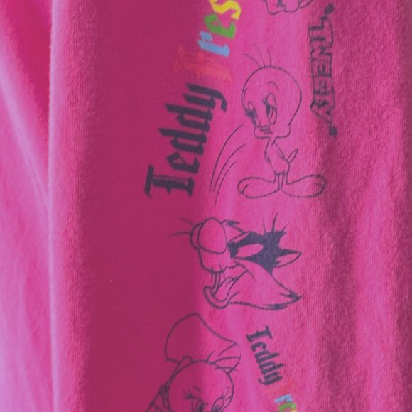Teddy Fresh x Looney Tunes Sylvester Tweety Pink Long Sleeve Graphic Shirt M - Picture 8 of 10